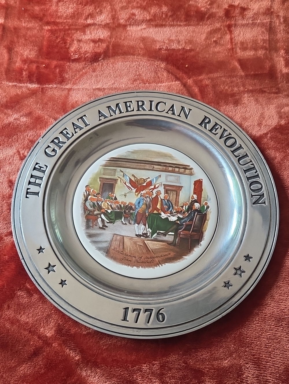 Decorative Pewter Plate Of The Decloration Of Independance